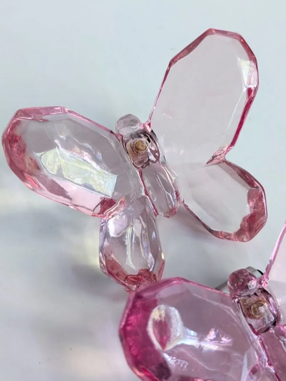 2 Pottery Barn Crystal Look Butterfly Curtain Rod Finials